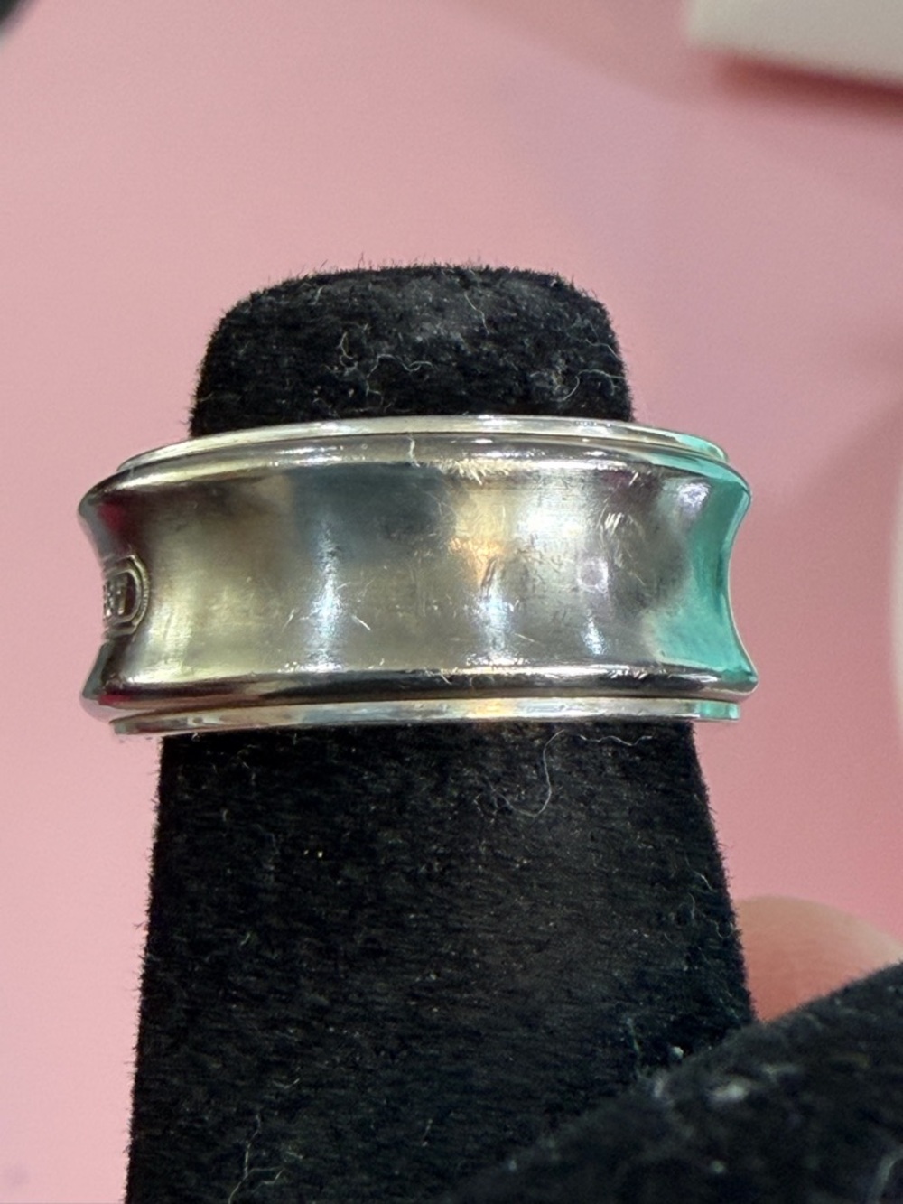 💍Tiffany & Co. 1837 Concave Vintage Sterling Silver 925 & Titanium Ring Sz 4.5 🎀 - Picture 10 of 15